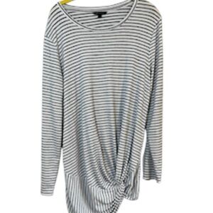 Banana Republic Top Women 1X Cream Striped Coastal Neutral Minimalist Capsule